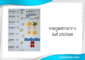 แนวทางหวยกูยเซราะกราว งวดวันที่ 2/5/2568