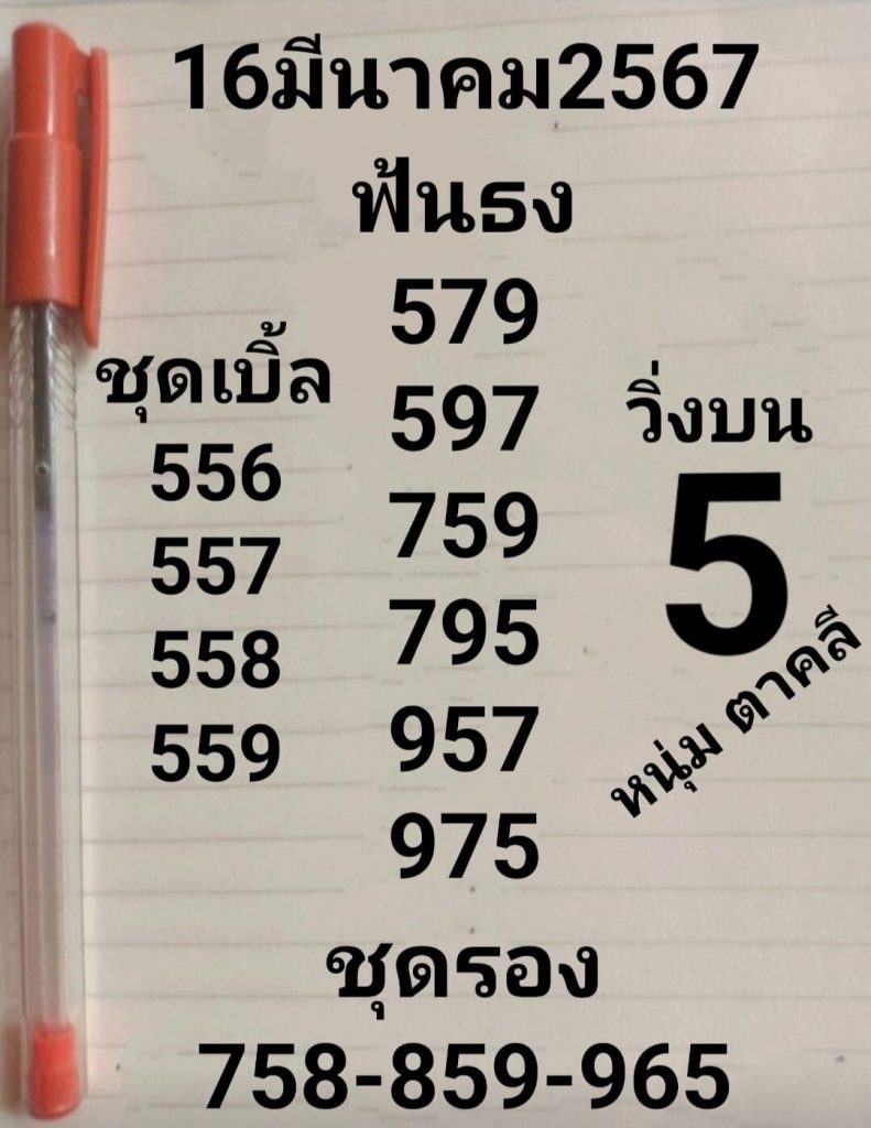 หวยหนุ่มตาคลี งวดวันที่ 16 มีนาคม 2567
