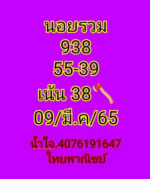 แนวทางหวยฮานอย 9/3/2565