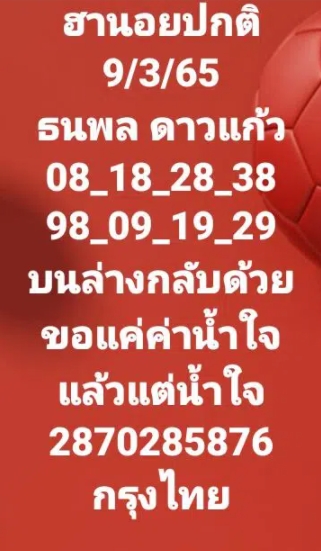 แนวทางหวยฮานอย 9/3/2565