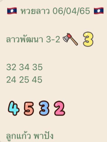 แนวทางหวยลาว วันที่ 6 เมษายน 2565