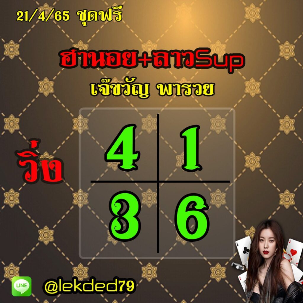 แนวทางหวยฮานอย ลาวซุปเปอร์ เจ๊ขวัญพารวย งวดวันที่ 21 เมษายน 2565