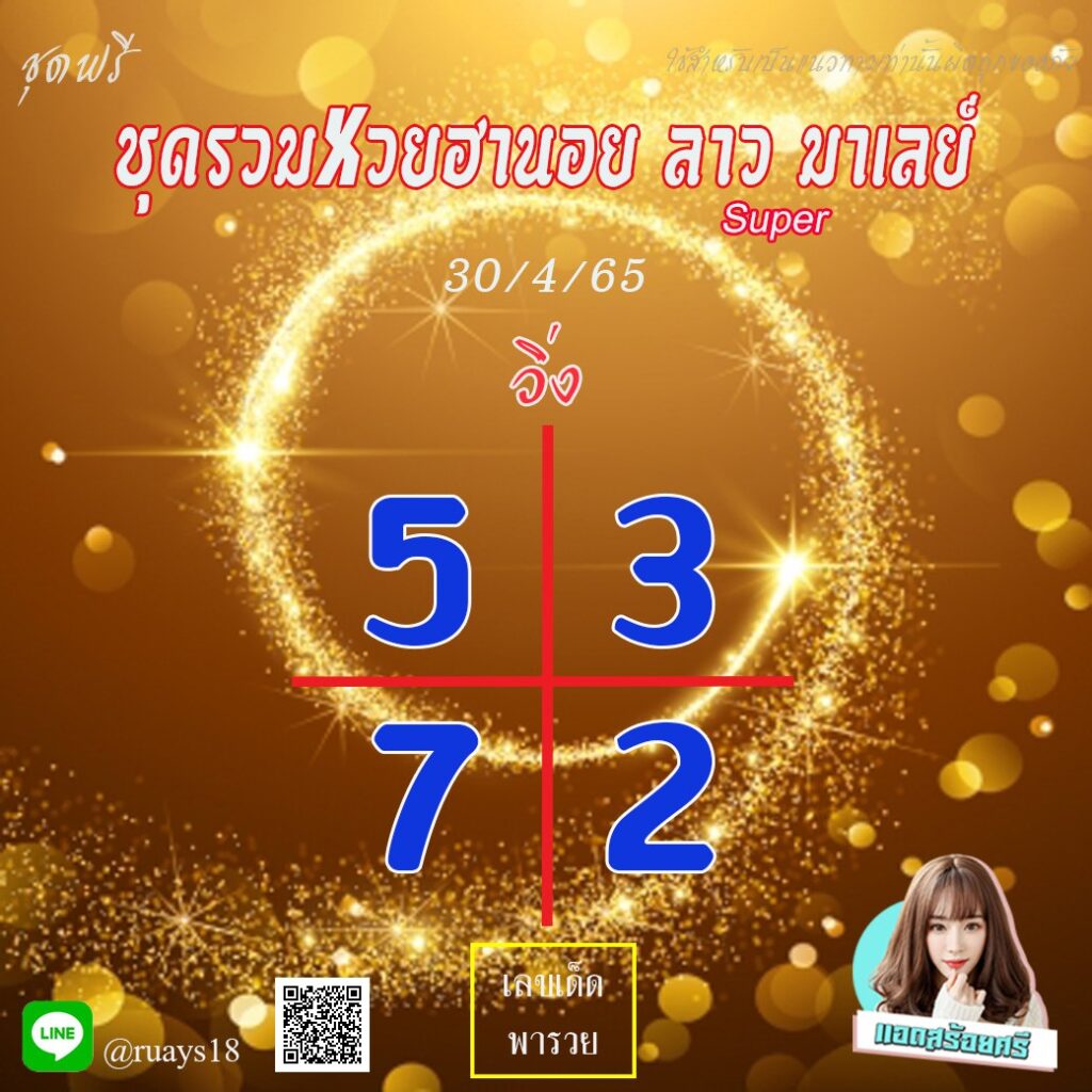 แนวทางหวยฮานอย หวยมาเลย์ หวยลาวซุปเปอร์ แอดสร้อยศรี งวดวันที่ 30 เมษายน 2565