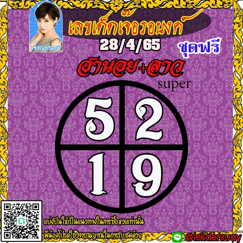 แนวทางหวยฮานอย หวยลาวซุปเปอร์ เลขเด็ดเจ๊อรอนงค์ งวดวันที่ 28 เมษายน 2565