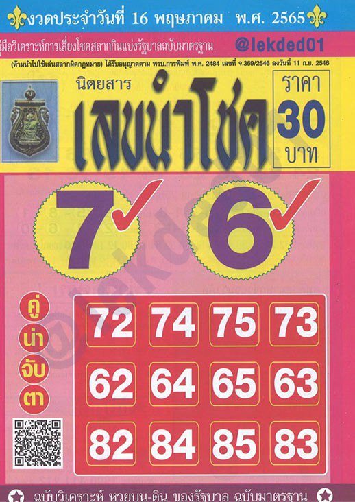 แนวทางหวยไทย งวดวันที่ 16 พฤษภาคม 2565