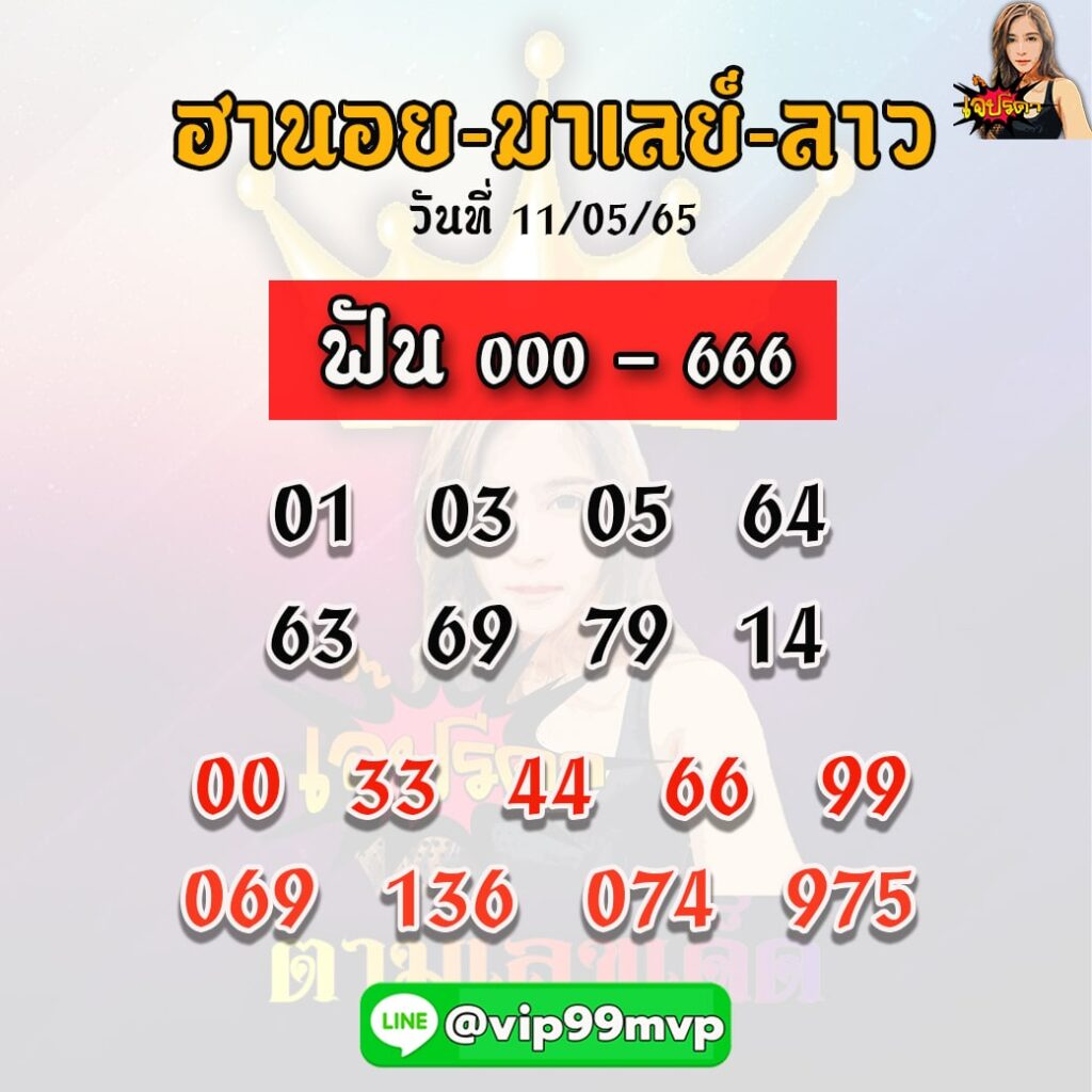 แนวทางหวยฮานอย หวยลาวSUPER หวยมาเลย์ เจ๊ปรีดา งวดวันที่ 11 พฤษภาคม 2565