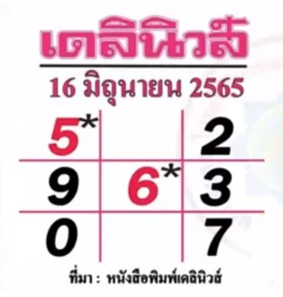 แนวทางหวยเดลินิวส์ งวดประจำวันที่ 16 มิถุยายน 2565