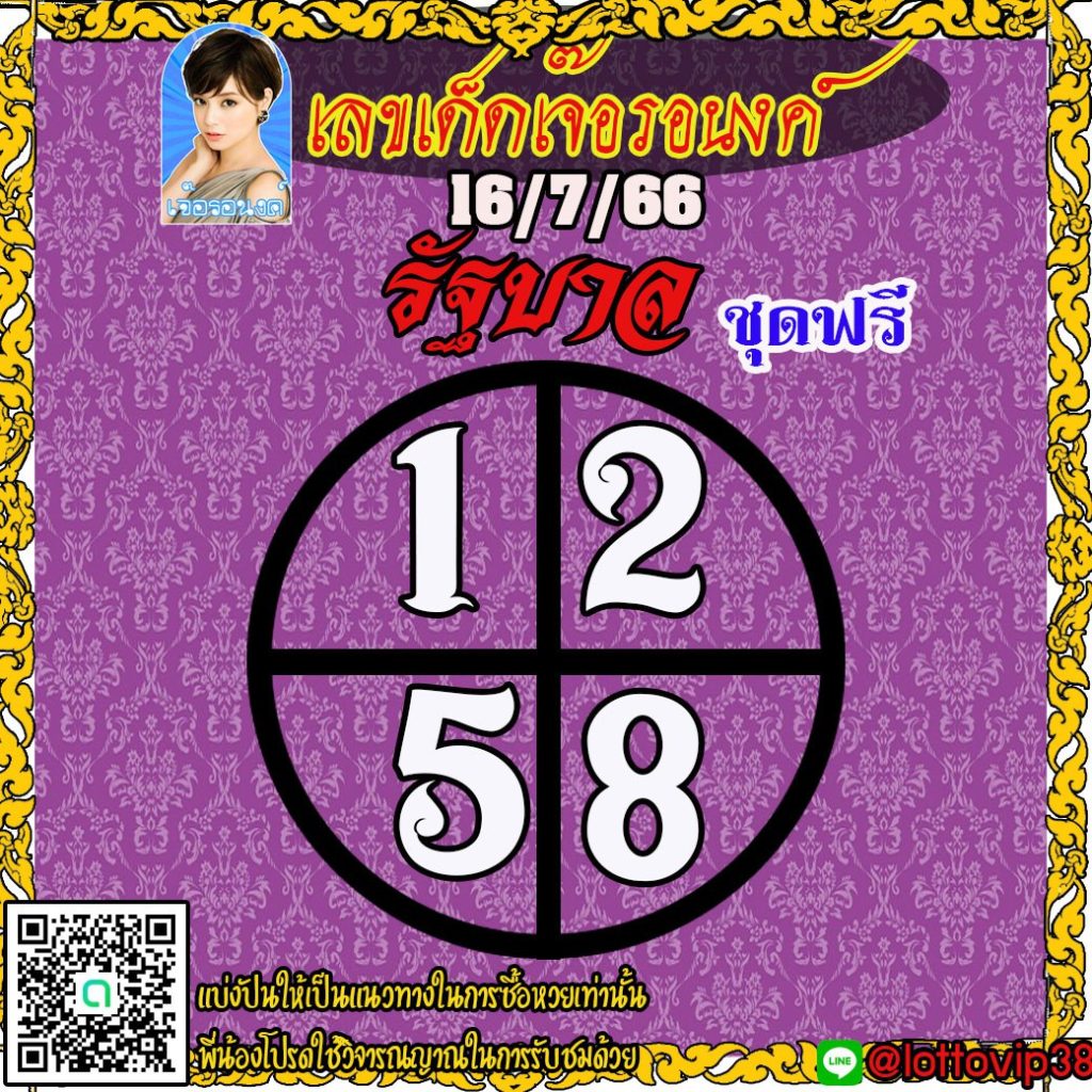หวยรัฐบาลไทย เจ๊อรอนงค์ พารวย งวดวันที่ 16 กรกฎาคม 2566