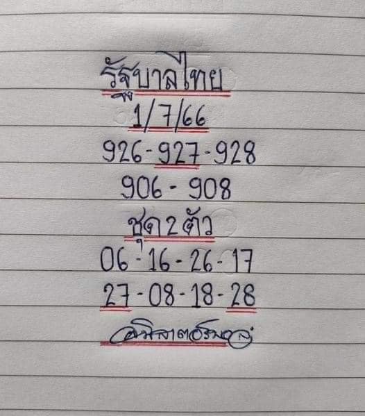 หวยรัฐบาลไทยแม่นๆ งวดประจำวันที่ 1 กรกฎาคม 2566