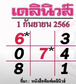 หวยเดลินิวส์ งวดวันที่ 1 กันยายน 2566