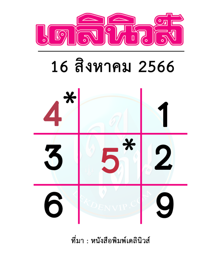 แนวทางเลขเด็ดหวยเดลินิวส์ งวดประจำวันที่ 16 สิงหาคม 2566