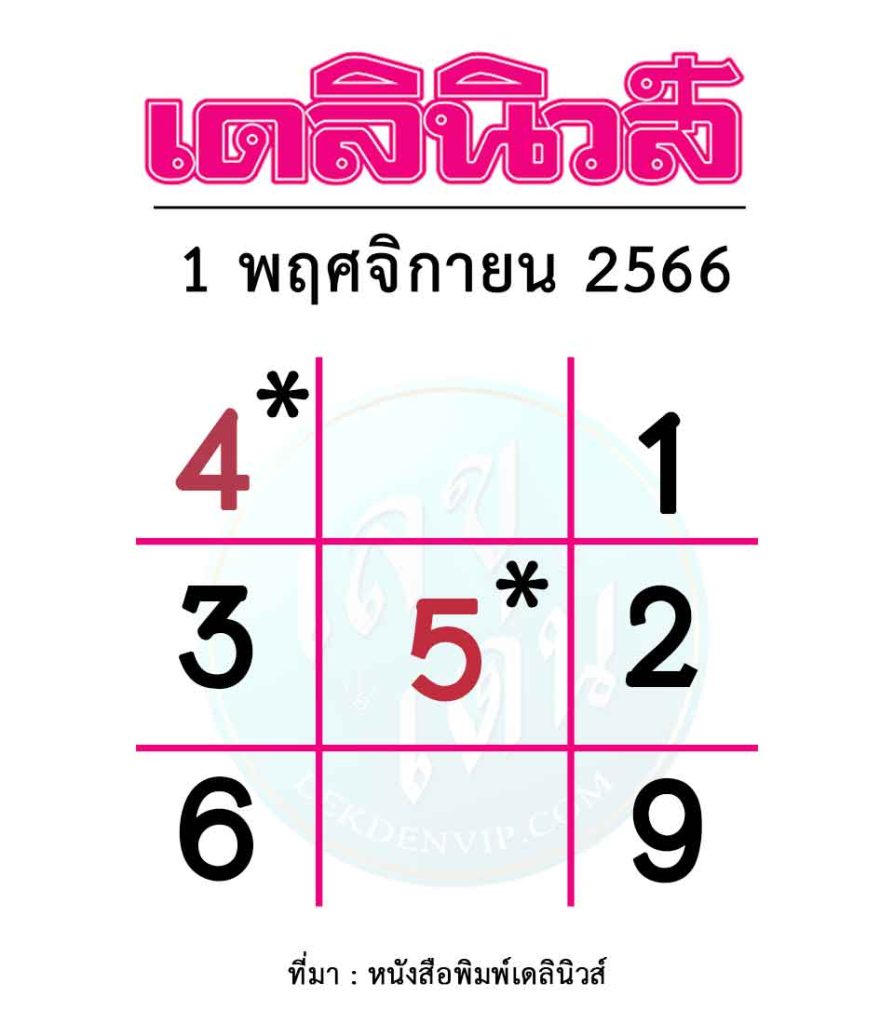  แนวทางเลขเด็ดหวยเดลินิวส์ งวดประจำวันที่ 1 พฤศจิกายน 2566