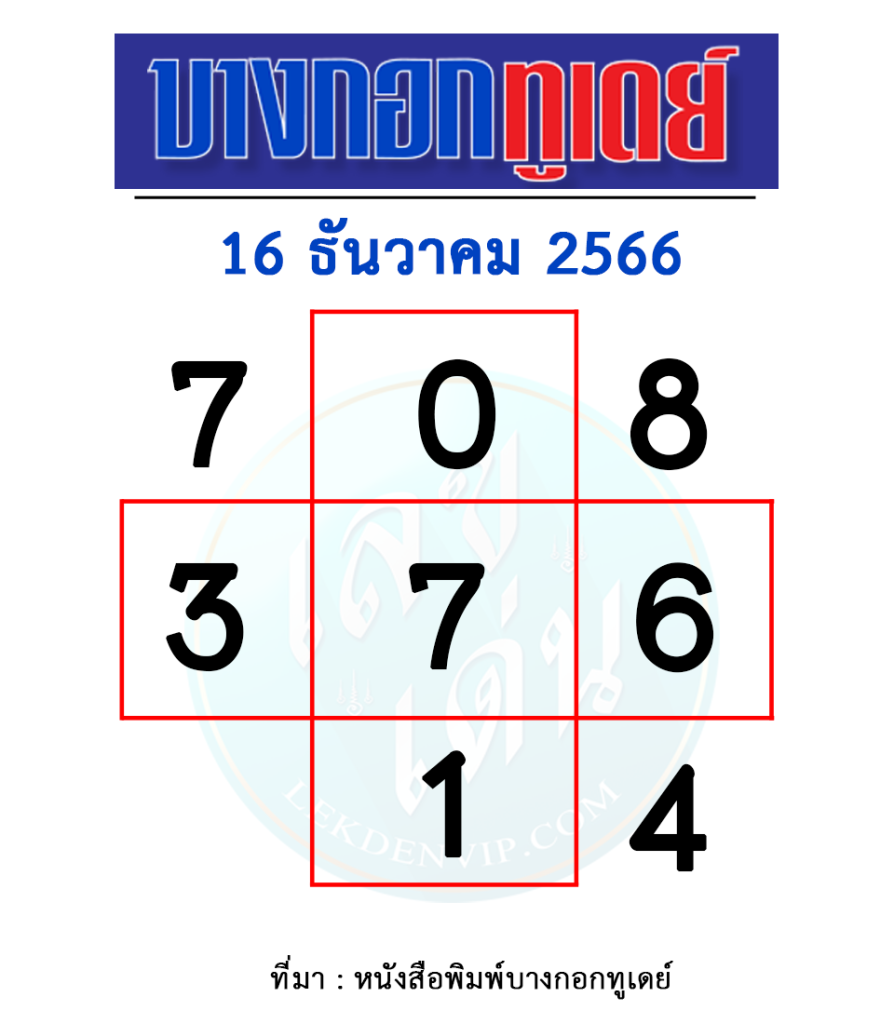 แนวทางหวยบางกอกทูเดย์ งวดประจำวันที่ 16 ธันวาคม 2566