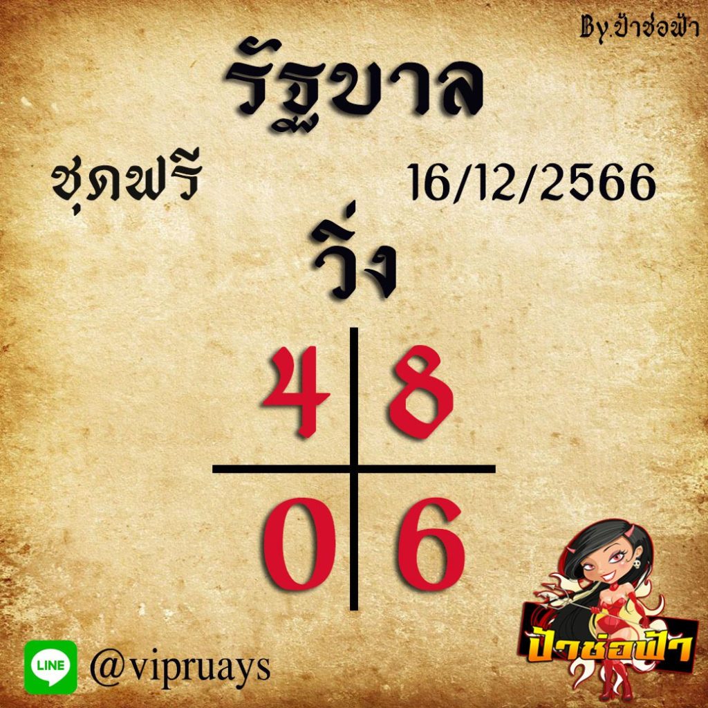 แนวทางหวยรัฐบาลไทย ป้าช่อฟ้า งวดวันที่ 16 ธันวาคม 2566