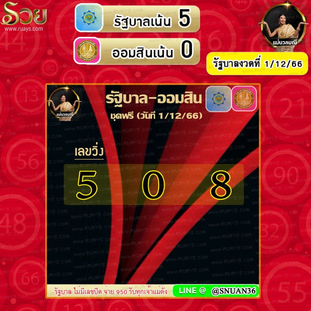 แนวทางหวยรัฐบาลไทย แม่นวลมณี งวดวันที่ 1 ธันวาคม 2566