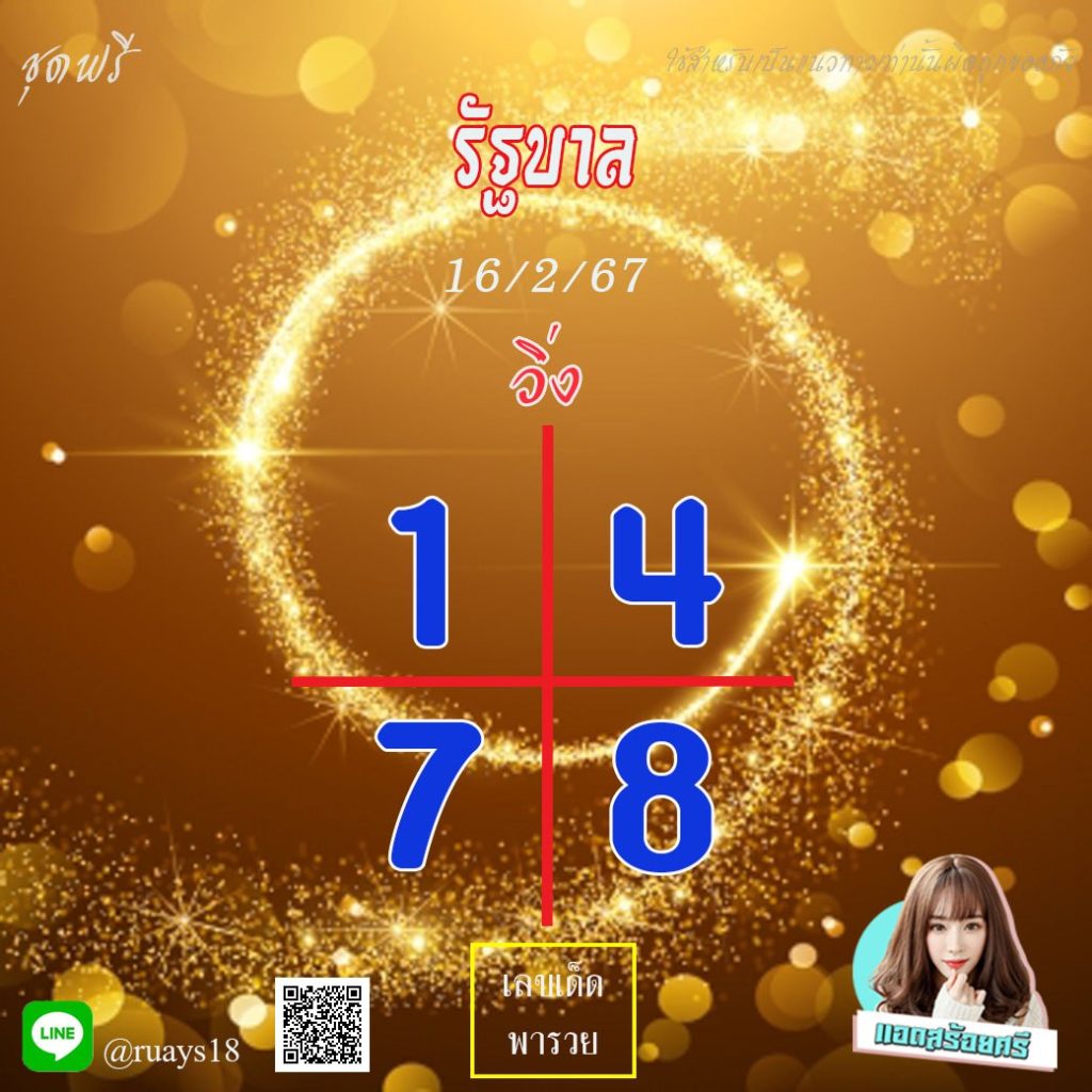 แนวทางหวยรัฐบาลไทย แอดสร้อยศรี งวดวันที่ 16 กุมภาพันธ์ 2567