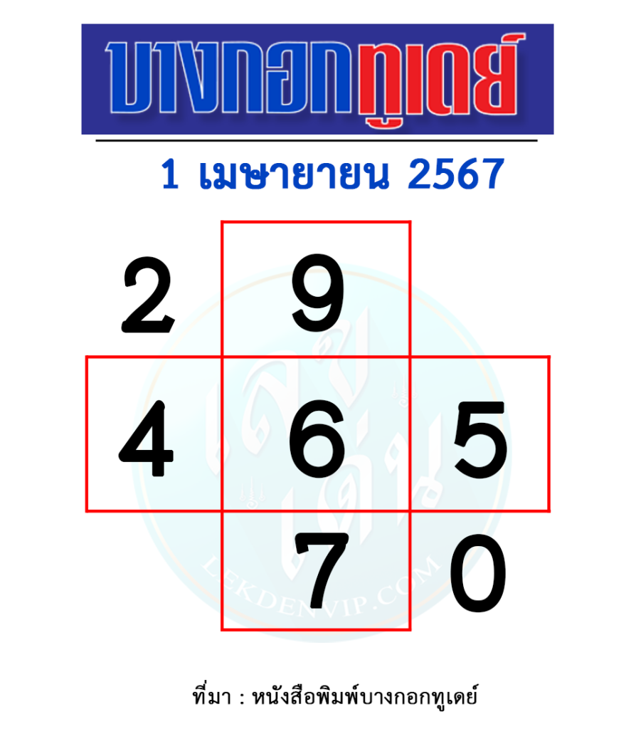 หวยบางกอกทูเดย์-งวดประจำวันที่-1-เมษายน-2567