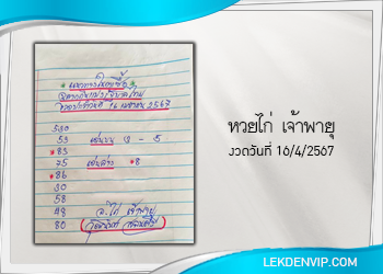 มาแล้ว!!! หวยไก่ เจ้าพายุ งวด 16/4/67