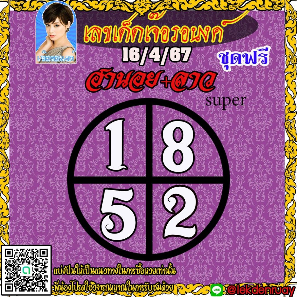 แนวทางหวยลาว หวยฮานอย เจ๊อรอนงค์ งวดวันที่ 16 เมษายน 2567