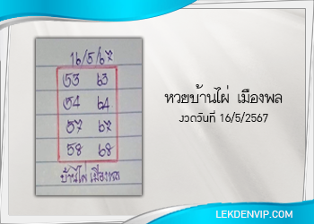 หวยบ้านไผ่ เมืองพล งวดวันที่ 16 พฤษภาคม 2567