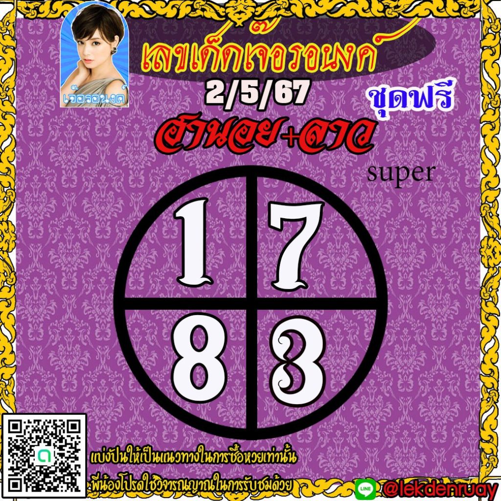 แนวทางหวยลาว หวยฮานอย เจ๊อรอนงค์ งวดวันที่ 2 พฤษภาคม 2567