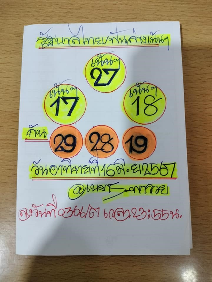 หวยรัฐบาลไทยแม่นๆ งวดประจำวันที่ 16 มิถุนายน 2567