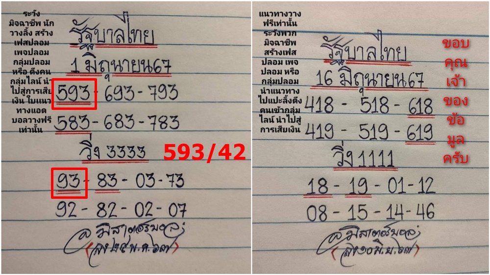 หวยรัฐบาลไทยแม่นๆ งวดประจำวันที่ 16 มิถุนายน 2567