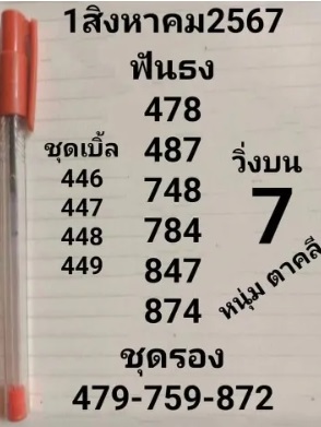 แนวทางหวยรัฐบาลไทยแม่นๆ งวดประจำวันที่ 1 สิงหาคม 2567