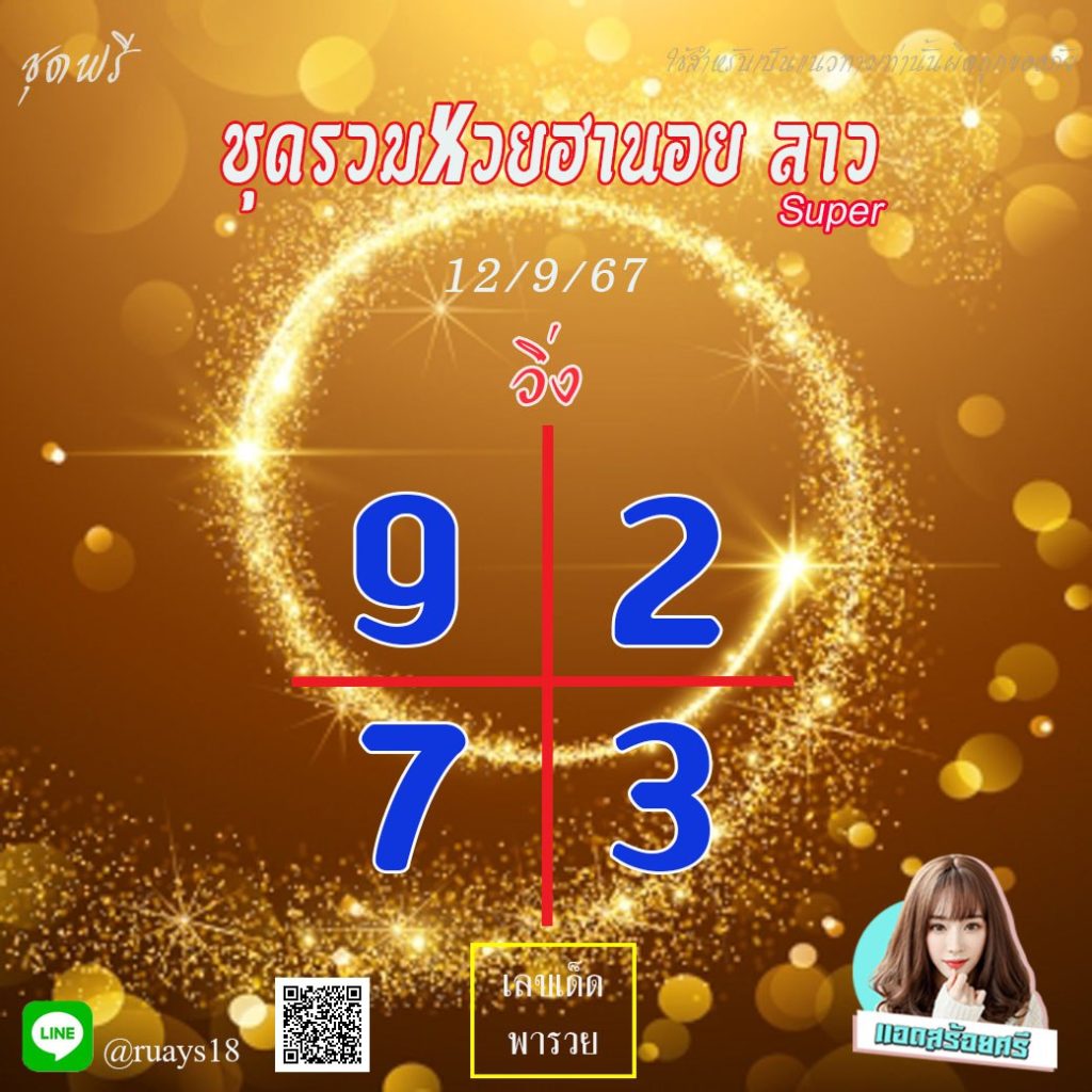 แนวทางหวยลาว หวยฮานอย หวยมาเลย์ แอดสร้อยศรี งวดวันที่ 12 กันยายน 2567