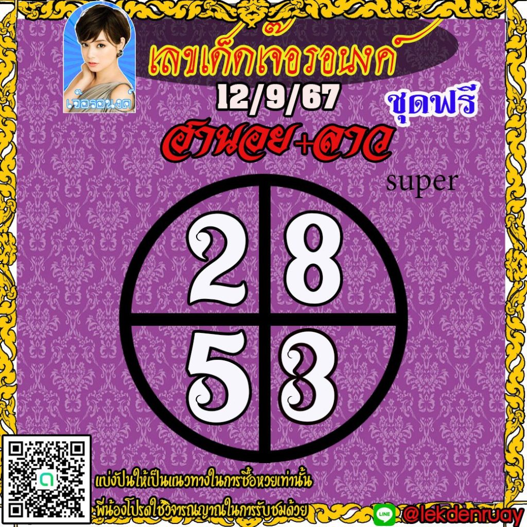 แนวทางหวยฮานอย หวยลาว หวยมาเลย์ เจ๊อรอนงค์ งวดวันที่ 12 กันยายน 2567