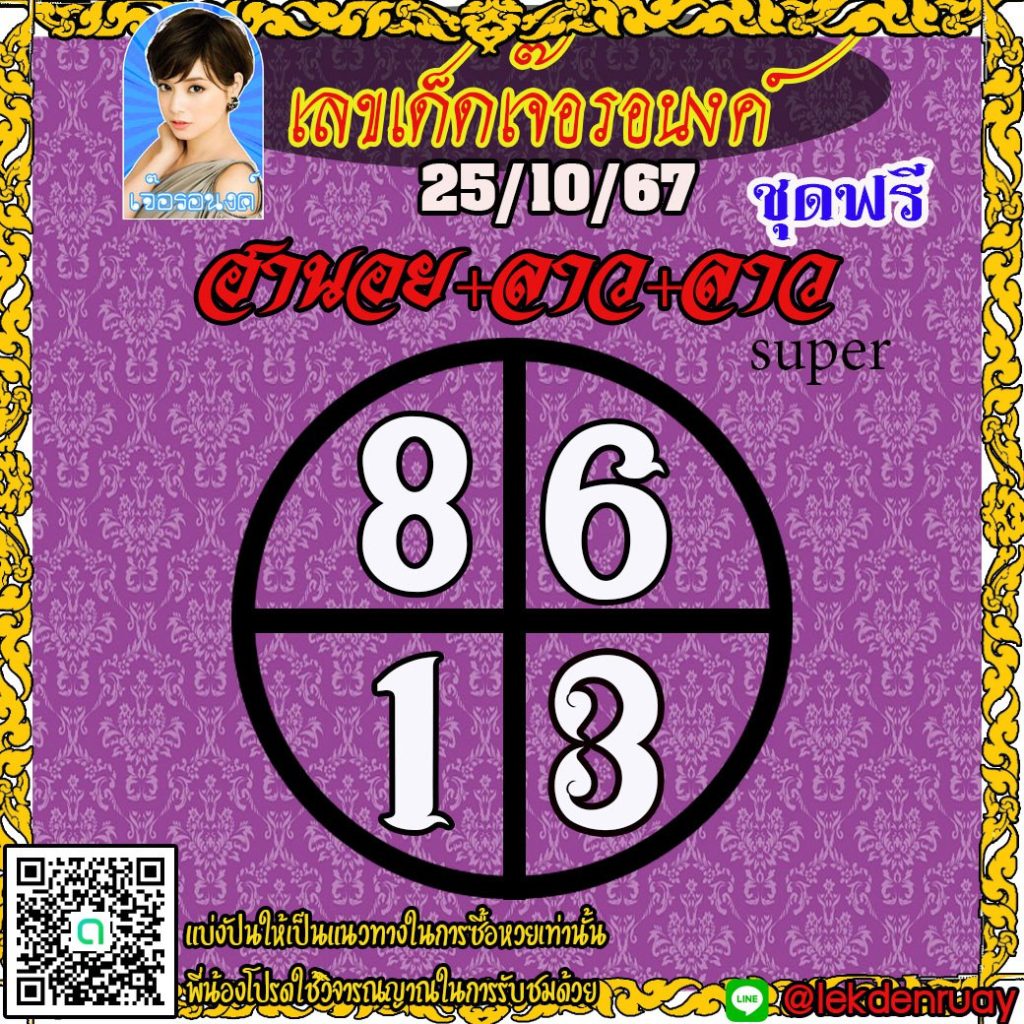 แนวทางหวยลาว หวยฮานอย หวยมาเลย์ เจ๊อรอนงค์ งวดวันที่ 25 ตุลาคม 2567