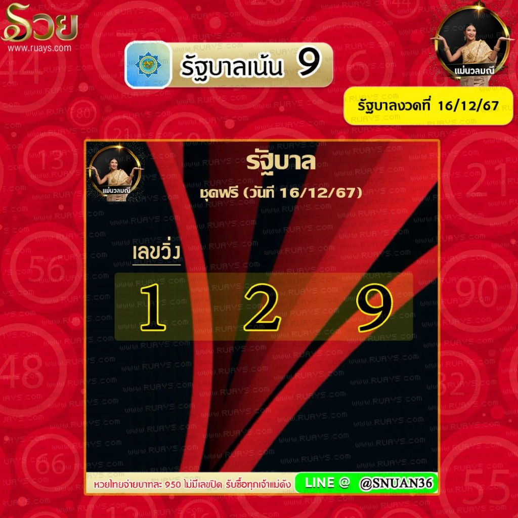 หวยรัฐบาลไทย แม่นวลมณี