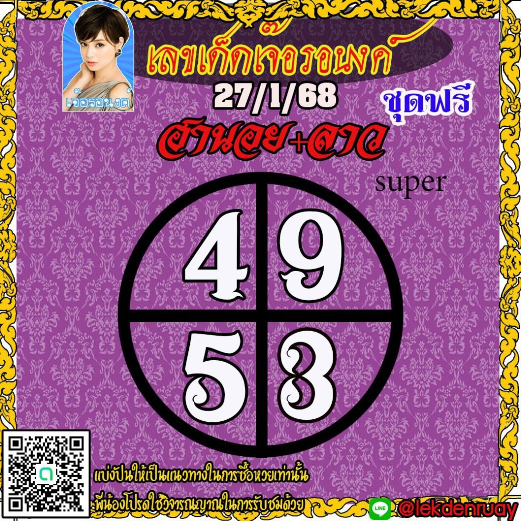 แนวทางหวยลาว หวยฮานอย หวยมาเลย์ เจ๊อรอนงค์