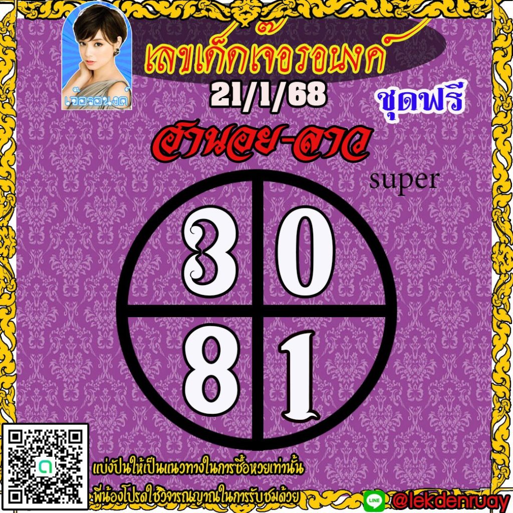 แนวทางหวยลาว หวยฮานอย หวยมาเลย์ เจ๊อรอนงค์