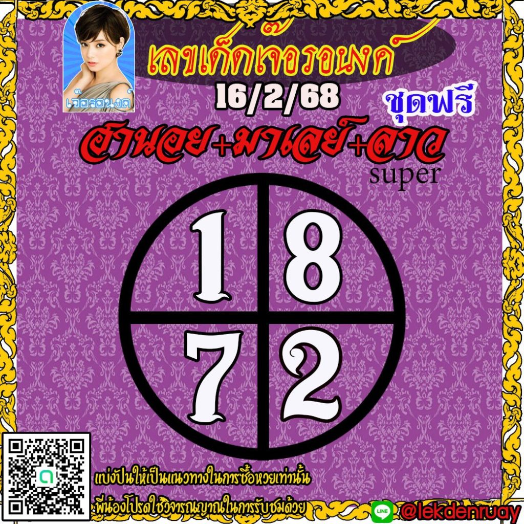 แนวทางหวยลาว หวยฮานอย หวยมาเลย์ เจ๊อรอนงค์