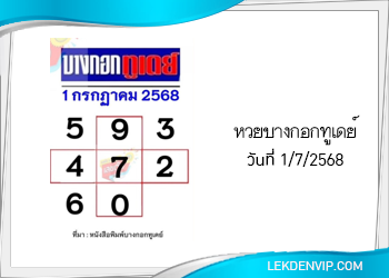 แนวทางหวยบางกอกทูเดย์ 1/7/2568