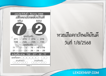 แนวทางหวยเสือตกถังพลังเงินดี 1/8/2568