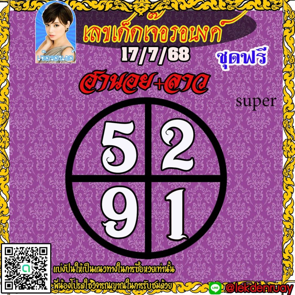 แนวทางหวยลาว หวยฮานอย หวยมาเลย์ เจ๊อรอนงค์