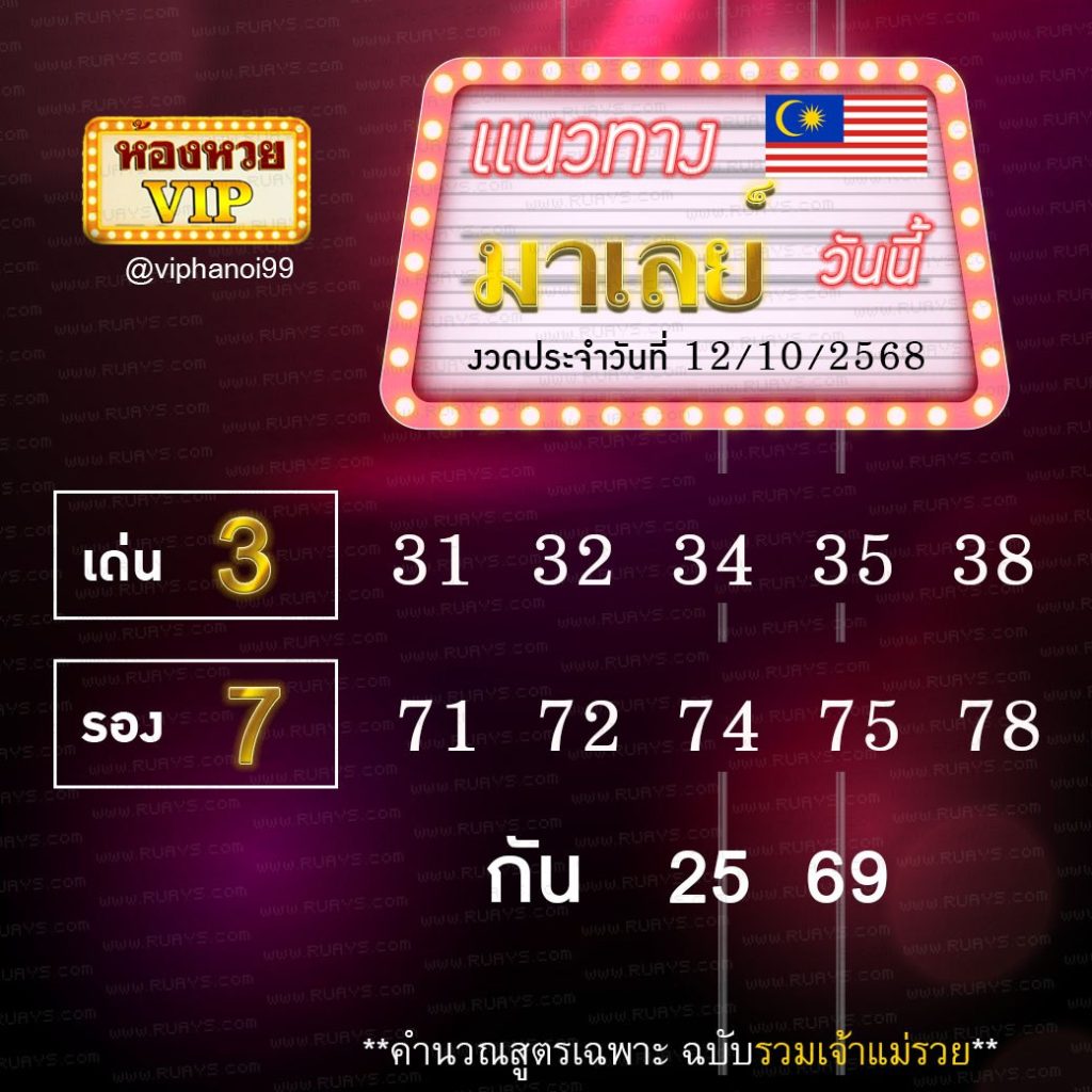 แนวทางหวยมาเลย์ ห้องวีไอพี