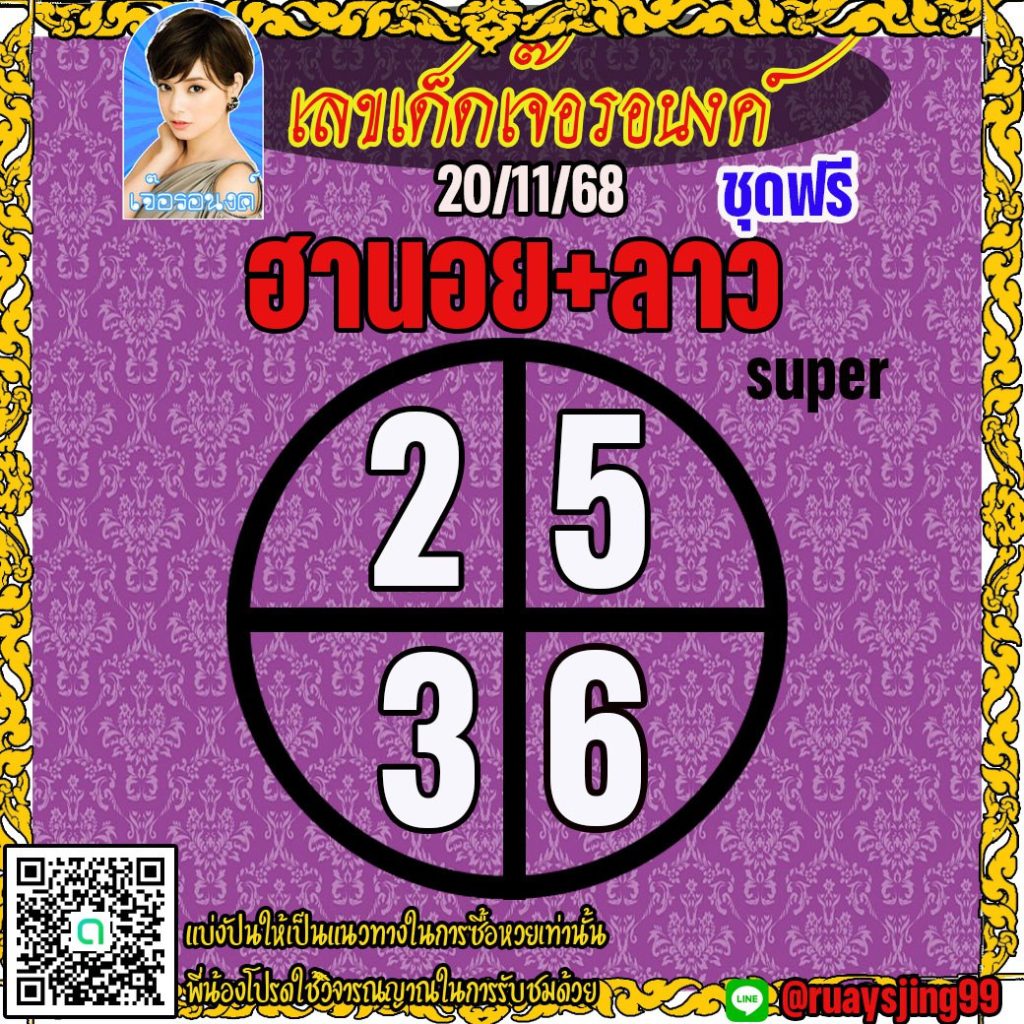 แนวทางหวยลาว หวยฮานอย หวยมาเลย์ เจ๊อรอนงค์