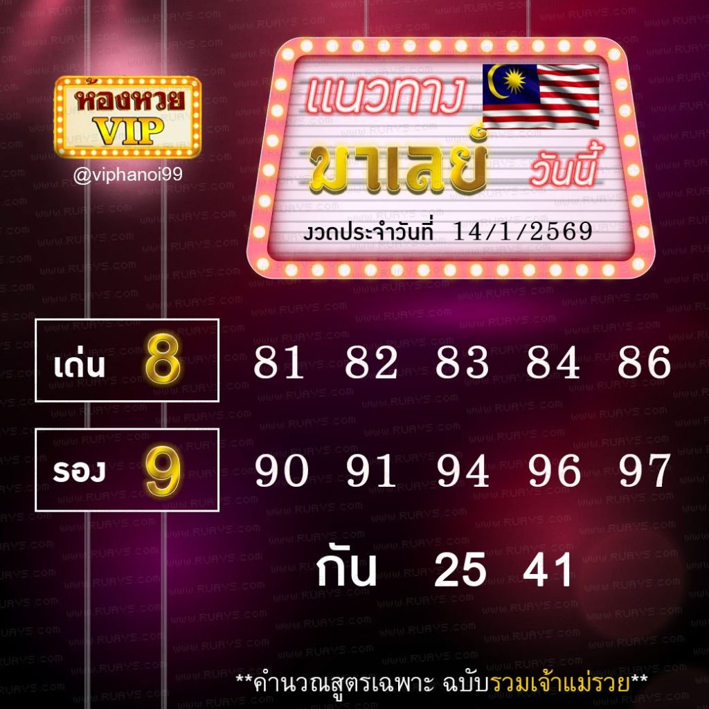 แนวทางหวยมาเลย์ ห้องวีไอพี