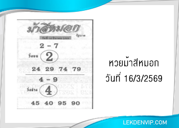 แนวทางหวยม้าสีหมอก 16/3/2569