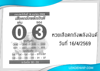 แนวทางหวยเสือตกถังพลังเงินดี 16/4/2569
